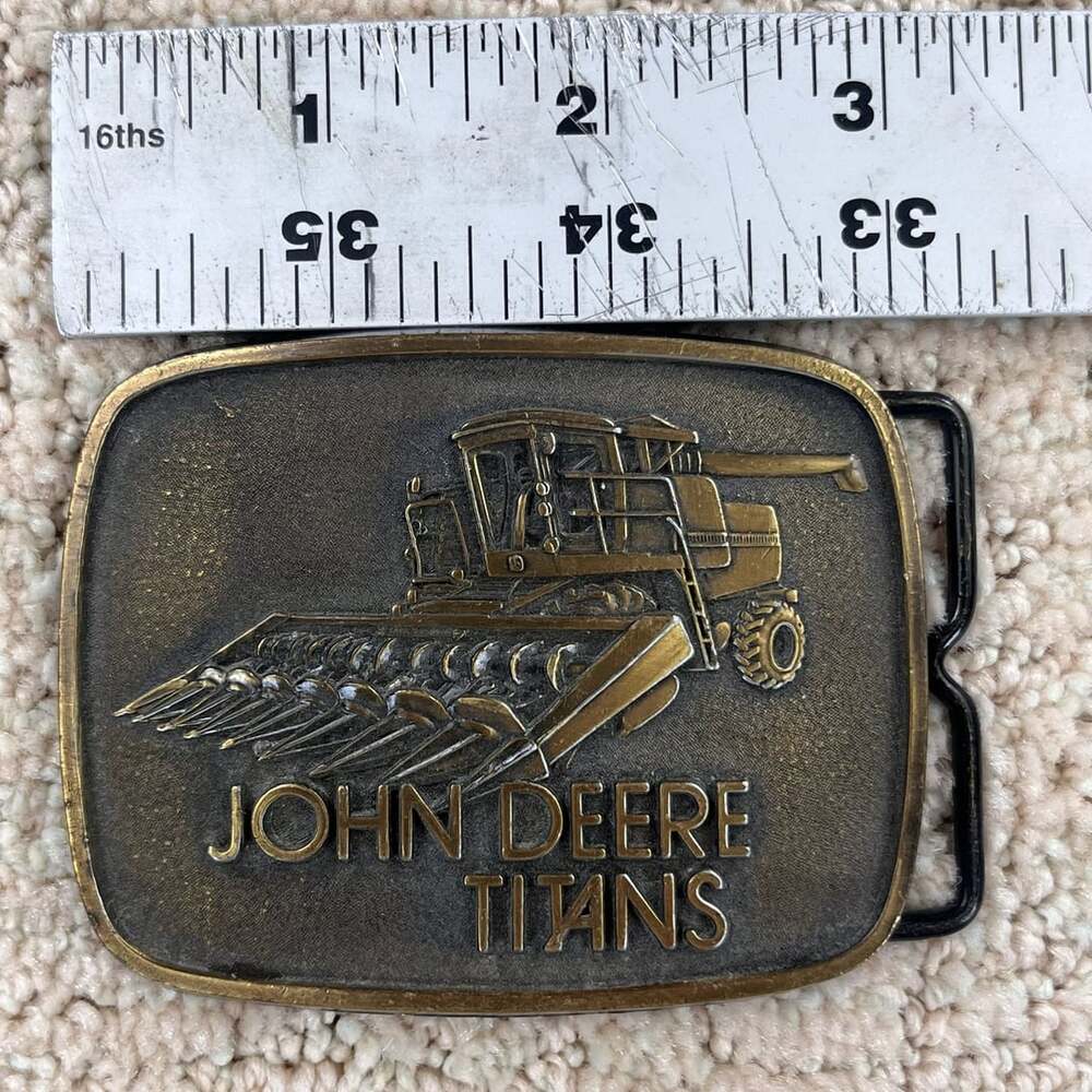 John Deere Titans Vintage 1980 Combine Harvest Belt Buckle